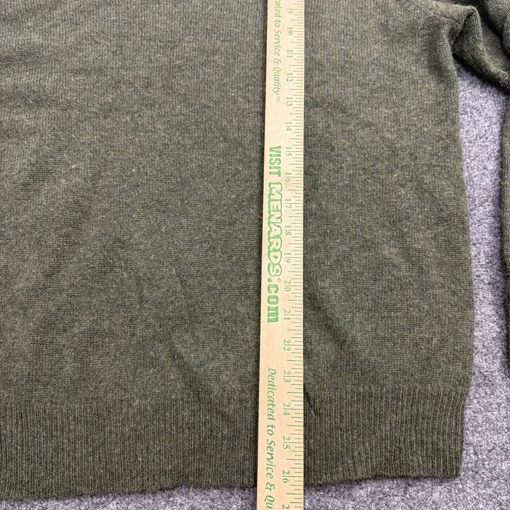 VTG Polo Ralph Lauren Olive Green Lambs Wool V-Neck‎ Sweater Size Large Pullover